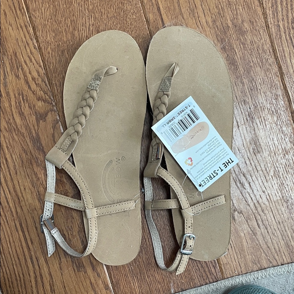 Rainbow Tan Braided Sandals